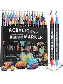 Acrylic Paint Markers 24 Colors, Acrylic Paint Pens, Rock Painting, Paper, Pumpkin, Wood, Egg, Canvas, Ceramic, Fabric, Leather, Glass, DIY Crafts. - 36 Colors/set - View 1