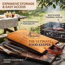BBQ Blanket For Resting Meat, 5-Layer Insulated Meat Resting Bag For Moisture Retention, Wide Mouth With Handle Design, Extra-Large 21.3"X14.8"X7.8", Lightweight Under 1 Lb, Durable Metal Zipper, Easy Clean, For Brisket, Pork Shoulder, Turkey - Brown - View 8