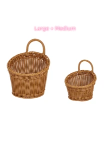 Plastic Woven Basket Kitchen Ginger Garlic Storage Basket Vintage Wall-Mounted Kitchen Utensil Storage Basket Handheld Decorative Small Flower Basket Mini Woven Basket Fruit Vegetable Basket Home Organization Storage Kitchen Utensils - Brown - View 10