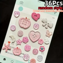 16/26/36/46/56/66/76/86Pcs Buttons, Pink Mixed Buttons/Suitable For Bracelet Charms/Pink-Apple-Heart-Bow-Pattern Random, Suitable For DIY Scrapbook Decoration And Clothing Accessories, Cute Mixed Bracelet Button Charms, Random Styles - Multicolor - View 22