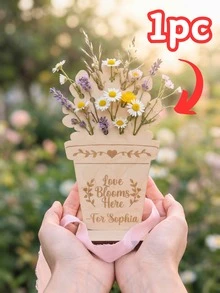 Personalized Custom Text Wooden Flower Holder With Stand, Rustic Vase Display Rack, Reusable Home Garden Decor, Ideal Mother's Day Birthday Gift For Grandma Kid Friend, Wildflower Picking Activity Craft Ornament - Multicolor - View 22