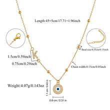 1pc New Classic Initial Round Eye Gold Stainless Steel Bead Chain Necklace For Women - Yellow Gold - View 2