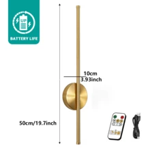 2pcs Rechargeable Wall Lights, Plug And Play, No Complex Installation, Wireless LED Wall Lights With Remote Dimming, Suitable For Bedroom, Stairs, Indoor, Kitchen, Balcony, Closet Home Decor Lighting - 50cm - View 12