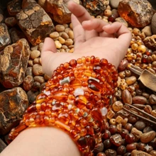 Modisches Damenarmband aus Bernstein und Bienenwachs, eleganter vielseitiger minimalistischer Schichtungs-Bangle, Unisex-Stil, geeignet für den täglichen Gebrauch und als Geschenk, Muttertag, Abschlusszeit, Schulanfang - 1 Stück – Stil B - Übersicht 7