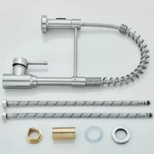 Monobloc Silver Kitchen Mixer Tap With Pull Out Hose – Single Lever Sink Tap For Kitchen, 2 Spray Modes - Silver - View 7