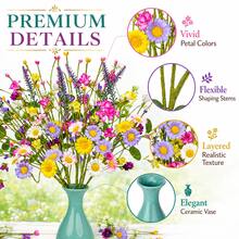 1-12pcs Colorful Spring Floral 17 Inch Spring Flower Stems Rustic Wildflower Bouquet Summer Flower Sprigs With Daisies, Suitable For Vase, Tabletop, Indoor, Wedding, Party - Multicolor - View 4