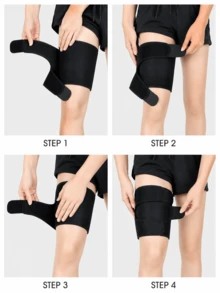 1 Pair Women's Shaping Sports Leg Bands, Accelerated Fat Burning & Sweat-Inducing, Comfortable Circular Compression, Adjustable, Suitable For Fitness Equipment Training, Indoor Workout & Sports - Black - View 5