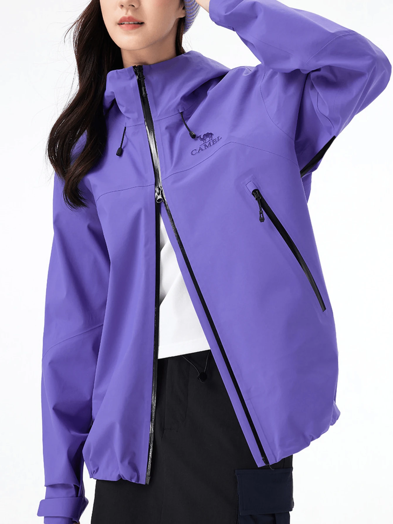 CAMEL CROWN Chaqueta de exterior de una sola capa para mujer, cómoda, repelente al agua y ligera, adecuada para senderismo y montañismo en primavera - Fuxi púrpura - Ver 1