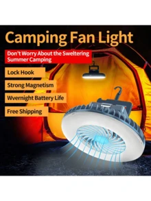Rechargeable Light Camping Light Fans Lamp Multi-Functional Portable Outdoor Portable Lamp Night Emergency Tent Light With Hook - Multicolor - View 1