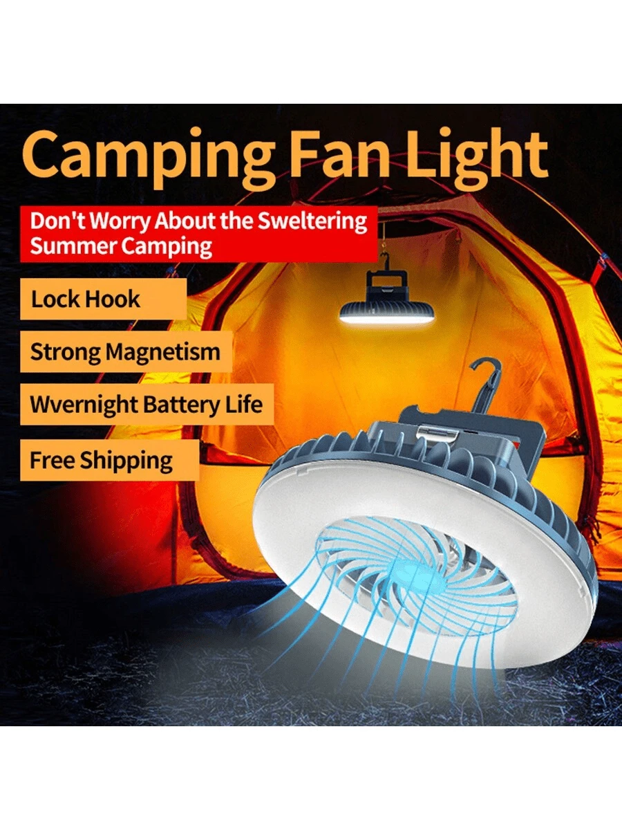 Rechargeable Light Camping Light Fans Lamp Multi-Functional Portable Outdoor Portable Lamp Night Emergency Tent Light With Hook - Multicolor - View 1