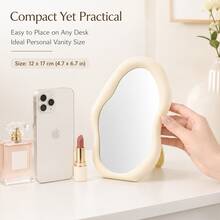 Cloud-Shaped Makeup Mirror | Desktop Storage Mirror | Adjustable Angle | Pink/White/Yellow - Multicolor - View 6