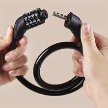 Lucchetto a combinazione a 4 cifre per bicicletta, cavo a spirale lungo 23,62 pollici (circa 60 cm), lucchetto antifurto, adatto per mountain bike, bici da strada, bici elettriche, scooter, accessori per il ciclismo - Taglia unica per tutti - Visualizzare 2