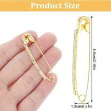 5/10/15Pcs Large Golden Safety Pins With Sparkling Rhinestone Embellishments – Elegant Curved Design For Securing Clothing And Accessories, Pins For Clothes - Multicolor - View 7