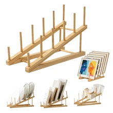 Rak Pengering Seni Kecil, Rak Penyimpanan Seni, Rak Pengering Piring Bambu, Rak Pengering Piring Bambu, Rak Display Lukisan 5 Tingkat, Rak Penyimpanan Kayu, Cocok untuk Kanvas, Piring/Mangkuk/Buku/Berkas/Mangkuk/Cangkir/Talenan/Tutup Panci, Rak Penyimpanan Dapur - 1 buah - 1PC - View 1