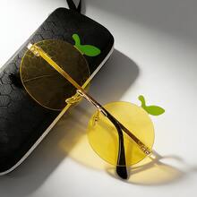 Summer Refreshing Orange Shaped Rimless Glasses, Fruit Shaped Fashion Women's Decorative Glasses, Metal Accessories, Suitable For Women - Gold - View 2