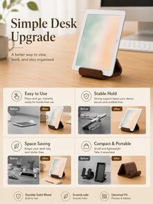 Fabriqué en bois massif de haute qualité avec une texture douce et délicate. La structure en forme de U offre un support stable pour le téléphone, empêchant les glissements et protégeant l'appareil tout en libérant vos mains. - Plusieurs styles - Voir 5