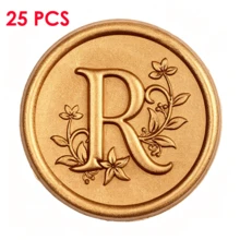 25入/包 3D字母R花卉藤蔓圖案蠟封貼紙，自黏式信封封口貼，適用婚禮、派對、生日、聖誕節 - 字母R - 查看 5