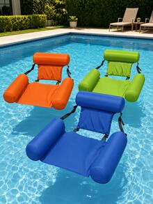 1pc Inflatable Floating Lounge Chair, Foldable Portable Pool Water Toy Hammock, Water Inflatable Floating Raft, Triple Tube Sofa Chair, Summer Water Play Equipment - Multicolor - View 3
