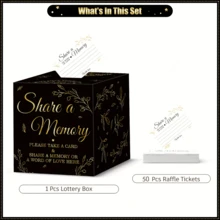 51pcs Black Memory Message Storage Box, Memory Card Sharing Box, Memory Jar Matching Card Storage Box, Suitable For Wedding, Retirement Party, Memorial Service, Birthday Party Decoration And Commemorative Message Interactive Props - Black - View 2