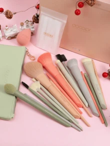 docolor 17pcs Professional Makeup Brush Set | Complete Face And Eye Makeup Set, Vegan, Cruelty-Free Synthetic Bristles And Wooden Handles, Essential Portable Professional Makeup Brush Set | Perfect Gift For Christmas, Birthday And Valentine's Day | Elegantly Packaged Gift Set, Suitable For Her, Best Friend And Makeup Enthusiasts - 彩色 - 查看 7