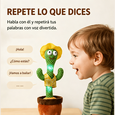 Juguetes de Cactus bailarín, Cactus Parlanchín Bailarín Cantarín Grabar Imitar Repetir Lo Que Dices Juguete con 120 Canciones en Inglés Iluminación Electrónica Cactus de Peluche Regalos