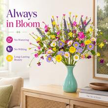 1-12pcs Colorful Spring Floral 17 Inch Spring Flower Stems Rustic Wildflower Bouquet Summer Flower Sprigs With Daisies, Suitable For Vase, Tabletop, Indoor, Wedding, Party - Multicolor - View 7