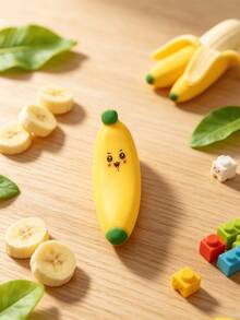 2PCS Cartoon Expression Yellow Banana Squishy Decompression Toy, Soft Stretchy Fruit-Style Stress Reliever, Lovely Mini Table Ornament, Unique Fruit Themed Gift For Squishy Toy Fans On Birthday And Holiday Occasions. - Multicolor - View 3