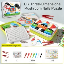 Children's 3D Stereoscopic Puzzle Mushroom Pegboard Educational Building Block Set, Creative DIY Pegboard Puzzle Toy 3D Game, Suitable For Children 3 Years And Above, Early Development And Activity Toy, Sorting, Stacking, Plugging Toy, Birthday Christmas Party Children's Gift - Color - View 6