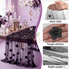 Pearl Table Runner 10ft,Table Cloth Tulle Table Cover,Pearl Table Runner For Wedding Party Baby Shower Birthday Home Decor - Black Flowers - View 3