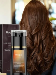 EELHOE 200ml Brown Hair Dye Shampoo, 3-In-1 Hair Coloring Shampoo For Women & Men, Plant Extract Formula, Moisturizing & Hair Care, Helps Cover Gray Hair, Long-Lasting Brown Color, Travel Size - 棕色 - 查看 2