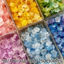50/100/150/200/250/300入袋裝/盒裝漸層色五瓣花鈕扣，半透明壓克力樹脂裝飾鈕扣，手工DIY髮飾、髮夾、髮簪、漢服、旗袍、衣物、包包裝飾配件 - 多色 - 查看 12
