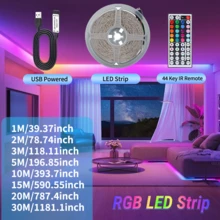 Đèn LED dây RGB 3535, điều khiển từ xa hồng ngoại 44 phím, cấp nguồn USB, tự dán, có thể cắt, đèn nền TV, tùy chọn 1M-30M cho trang trí nhà, phòng ngủ, tủ, lễ hội - Dải đèn LED 44k-3535 - Xem 2