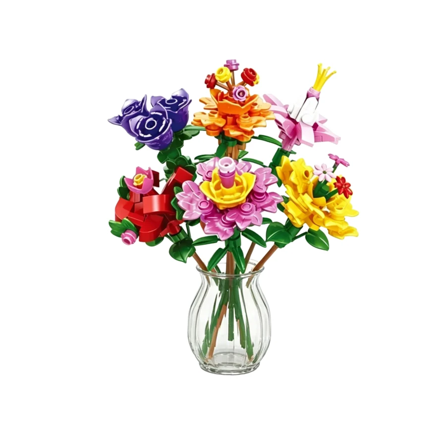 花束積木 DIY 兒童玩具 家居裝飾 3D 拼圖創意積木模型 兒童節生日母親節情人節最佳禮物