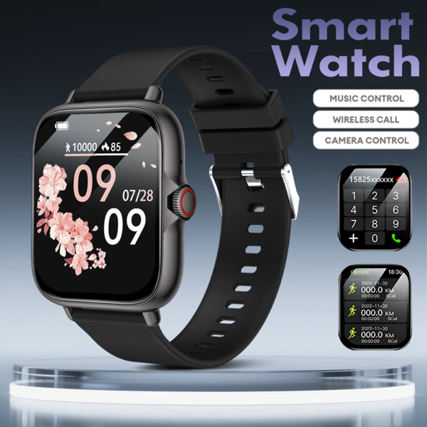 AZRTL 1.83-Inch Full Screen Touch Smart Watch For Men And Women, Wireless Calling, Pedometer, Calorie, Sports Mode, Stopwatch, Message Notification, Remote Camera Control, Distance Tracking, Music Playback And More Multifunction Smart Watch