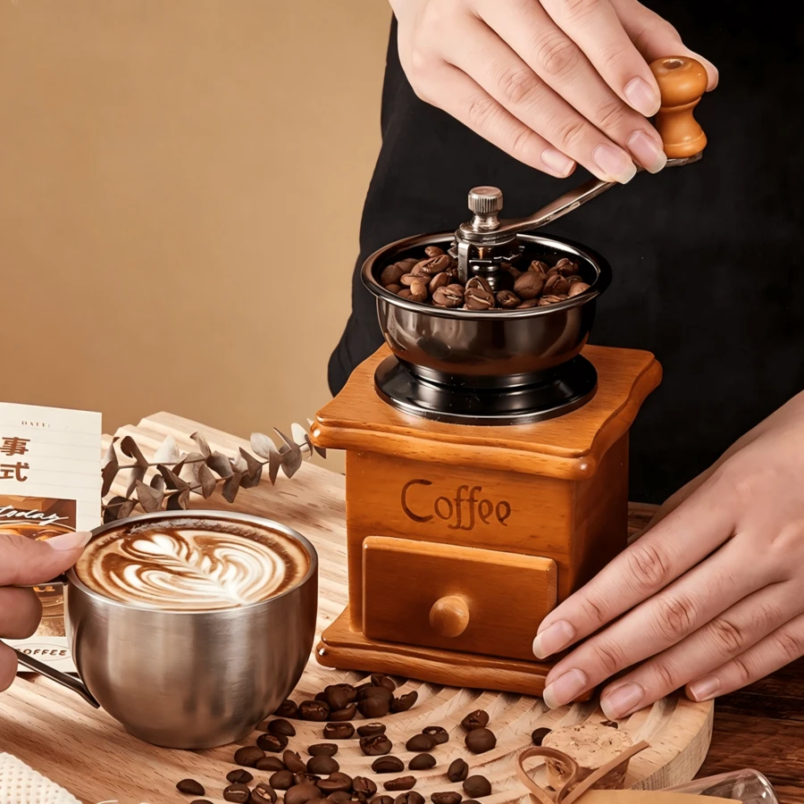 1 Piece Coffee Grinder With Adjustable Grind Size And A Powder Collection Drawer. It Easily Produces Evenly Ground Coffee Powder, An Essential Item For Home Coffee Lovers. - Multicolor - View 1