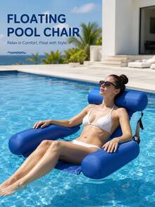 1pc Inflatable Floating Lounge Chair, Foldable Portable Pool Water Toy Hammock, Water Inflatable Floating Raft, Triple Tube Sofa Chair, Summer Water Play Equipment - Multicolor - View 4