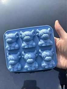 1 pieza Molde de silicona para hielo con forma de vaca de las tierras altas, molde de silicona para hielo con forma de vaca de las tierras altas de dibujos animados, molde de silicona para bolas de hielo con forma de vaca linda, máquina de hielo portátil, diseño de 6 cavidades, molde de bolas de hielo de fácil liberación, herramienta para hacer hielo DIY, adecuado para refrigeradores pequeños del hogar, puede hacer lindos cubos de hielo 3D con forma de vaca de las tierras altas, esencial para vacaciones, bandeja de hielo, accesorio de cocina, molde DIY de dibujos animados, molde de hielo, adecuado para el verano - Multicolor - Ver 8