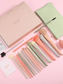 docolor 17pcs Professional Makeup Brush Set | Complete Face And Eye Makeup Set, Vegan, Cruelty-Free Synthetic Bristles And Wooden Handles, Essential Portable Professional Makeup Brush Set | Perfect Gift For Christmas, Birthday And Valentine's Day | Elegantly Packaged Gift Set, Suitable For Her, Best Friend And Makeup Enthusiasts - 彩色 - 查看 2