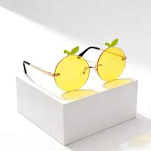 Summer Refreshing Orange Shaped Rimless Glasses, Fruit Shaped Fashion Women's Decorative Glasses, Metal Accessories, Suitable For Women - Gold - View 5
