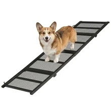 Folding Dog Ramp For Bed, 4-Fold Pet Ramp For Car SUV Couch, Extra Long Dog Ramp For Large Dogs Senior Pets, Non-Slip Walking Surface, Portable Design, Black - one-size - View 3
