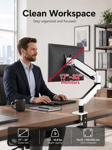 Monitor Mount, 360° Rotating Tilting Height Adjustable Desktop Monitor Arm, Fits 17-32 Inch Screens, Compatible With VESA 75/100mm, Supports 9kg/19.8lbs, Ergonomic Computer Monitor Stand With Cable Management, Suitable For Office, Gaming And Home Workstation | Boy Gaming Computer Screen Mount - View 7