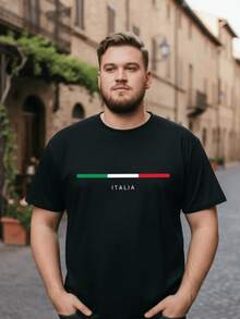 Bandera tricolor que representa el orgullo nacional de Italia con estilo moderno y espíritu libre camiseta de hombre casual cómoda para diario - Negro - Ver 8