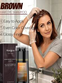 EELHOE 200ml Brown Hair Dye Shampoo, 3-In-1 Hair Coloring Shampoo For Women & Men, Plant Extract Formula, Moisturizing & Hair Care, Helps Cover Gray Hair, Long-Lasting Brown Color, Travel Size - 棕色 - 查看 5