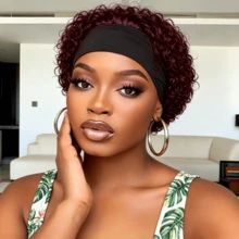 Natural Black Headband Wig Human Hair Curly Pixie Cut Wig None Lace Front Wear And Go Wigs For Daily Wear - Multicolor - View 9