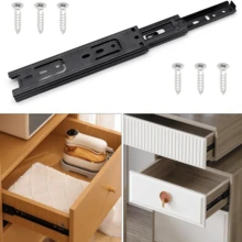 2pcs 45 X 150mm Black Drawer Slides Full Extension Ball Bearing Guide Rails, 45kg Load Capacity - Three-section Silent Guide Rails - View 3