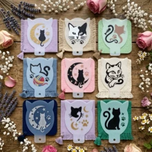 9pcs Cat Theme Face Paint Stencils - 3.54in*2.36in Kitten Silhouette, Moon & Stars, Fish Bone, Paw Print & Yarn Ball Pattern Stencils - Suitable For Face Painting, DIY Painting, Scrapbooking, Greeting Card Making, Home Decor, Craft Art Projects, Wall Art Design, Handmade Gift Making, Pet Lover Crafts, Cat Theme DIY Tools, Feline Inspired Craft Materials - Reusable Mini Plastic Stencils - Sets - View 7