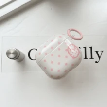 時尚創意粉色波點草莓耳機保護殼，附掛環，適用 第 4 代、Apple 第 2 代、第 3 代、AirPodspro 3、Pro 2，可愛韓風吊飾保護套，女生耳機殼，春夏款，生日禮物、節日禮物 - 淺粉色 - 查看 6
