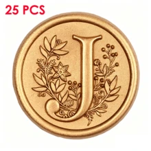25入/包 3D字母J花卉藤蔓圖案蠟封貼紙，自黏式信封封口貼，適用於婚禮、派對、生日、聖誕節 - 字母J - 查看 5