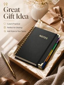 1 pezzo Quaderno A5 con copertina rigida e rilegatura a spirale, 300 pagine, carta rigata spessa 100g, stile retrò, adatto per lavoro, artigianato e articoli essenziali per il ritorno a scuola. - Stili multipli - Visualizzare 7