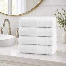[Certificado OEKO-TEX]Toallas 100% algodón – Pack de 4 unidades por tamaño | Suaves y absorbentes, múltiples colores (30*50 / 50*100 / 70*140 / 100*150 cm), blanco - Blanco - Ver 5